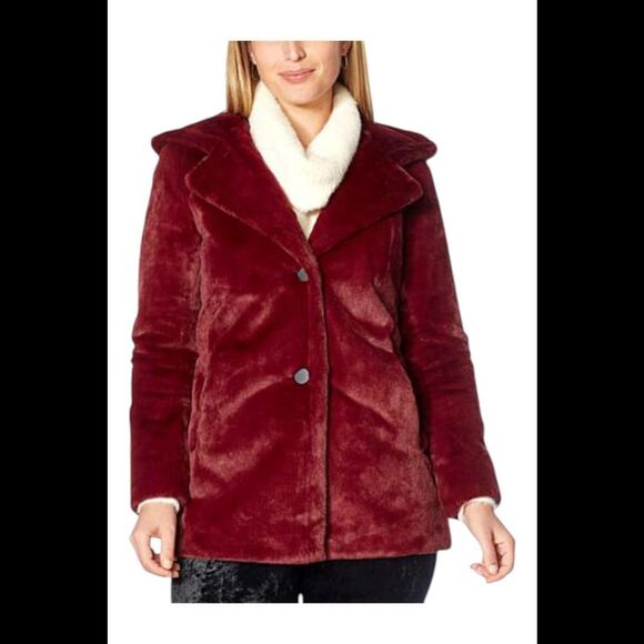 NVLT Jackets & Blazers - NVLT Women's Multicolor Faux Fur Jacket Burgundy - Regular